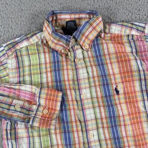 VTG Polo Ralph Lauren‎ Button Up Shirt Boys Size 6 Multi Color Plaid Pony Logo